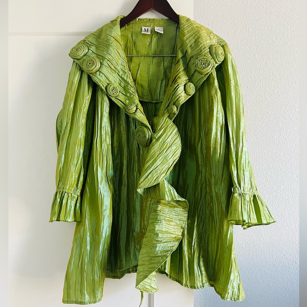 Vintage Y2k Chartreuse Flutter Top